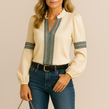 Women’s Blouse | Ruffled V-Neck