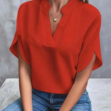 Women's Blouse | Short Sleeve Split Neckline