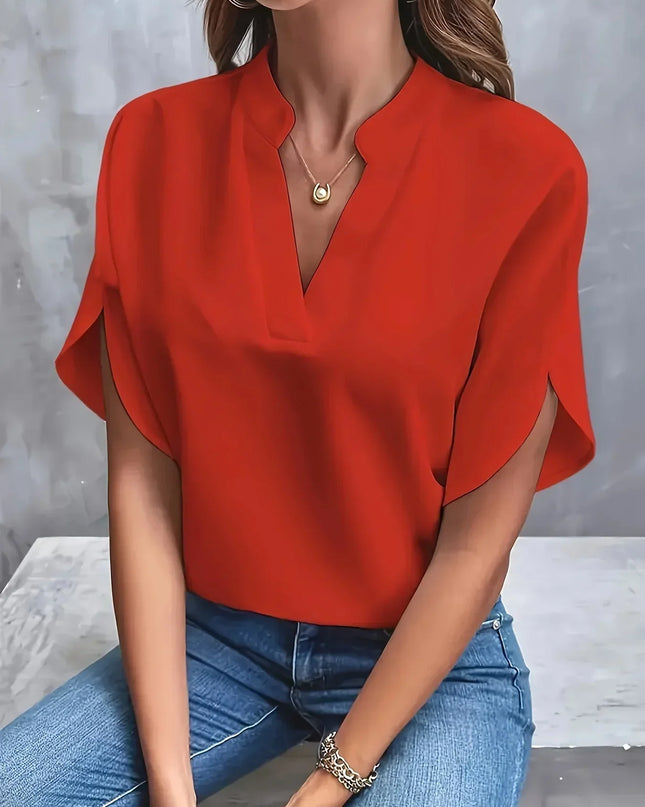 Women's Blouse | Short Sleeve Split Neckline
