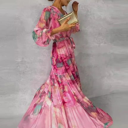 Women’s Dress | Floral Wrap Maxi with V-Neck