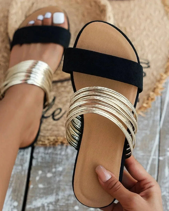 Sandals For Women | Open Toe Slide With Multi Band Detail