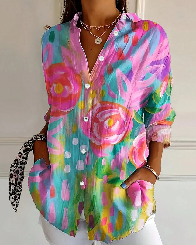 Women's Blouse | Abstract Print Button Front