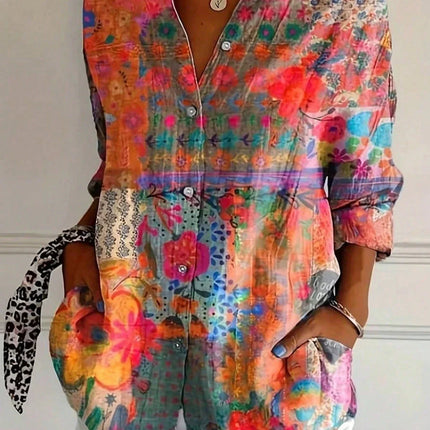 Women's Blouse | Abstract Print Button Front