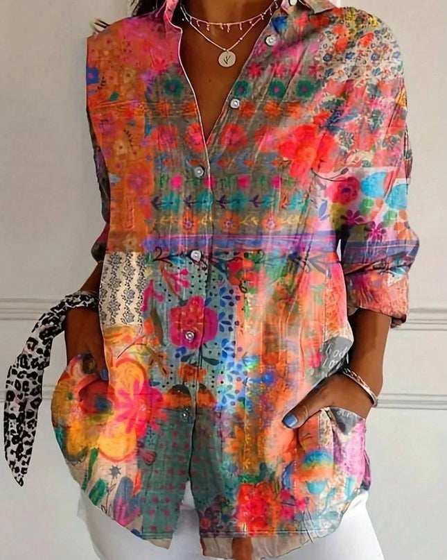 Women's Blouse | Abstract Print Button Front