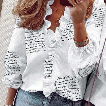 Women’s Blouse | Long Sleeve with Ruffled Front
