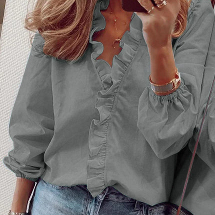 Women's Blouse | Ruffle Trim V-Neck