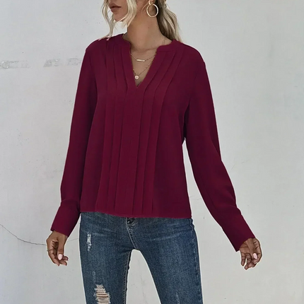 Women’s Blouse | Pleated V-Neck