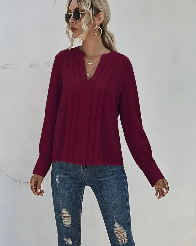 Women’s Blouse | Pleated V-Neck