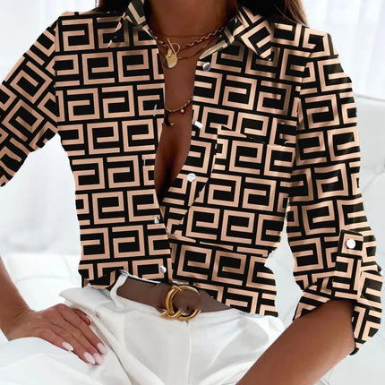 Women’s Blouse | V-Neck Graphic Pattern