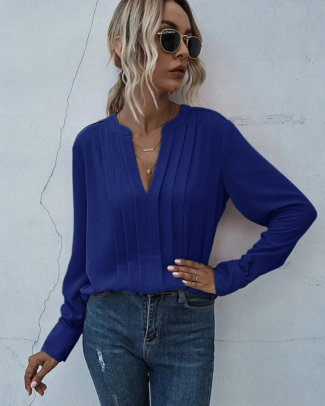 Women’s Blouse | Pleated V-Neck