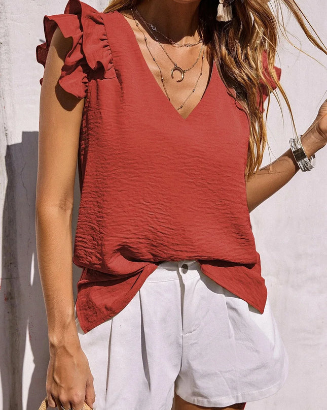 Women’s Blouse | Ruffle Sleeve V-Neck