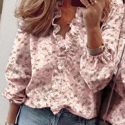 Women's Blouse | Ruffle Trim V-Neck