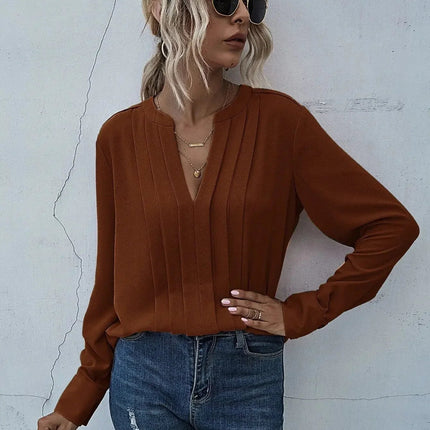 Women’s Blouse | Pleated V-Neck