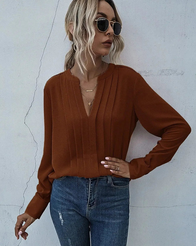 Women’s Blouse | Pleated V-Neck