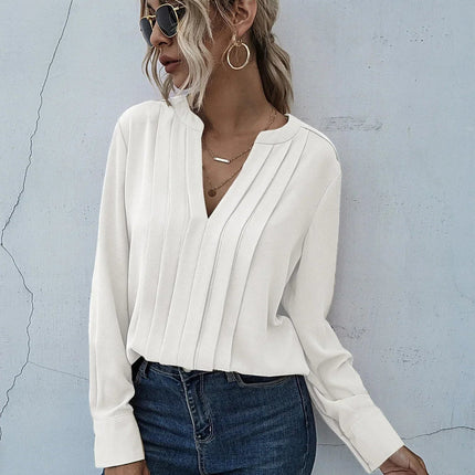 Women’s Blouse | Pleated V-Neck