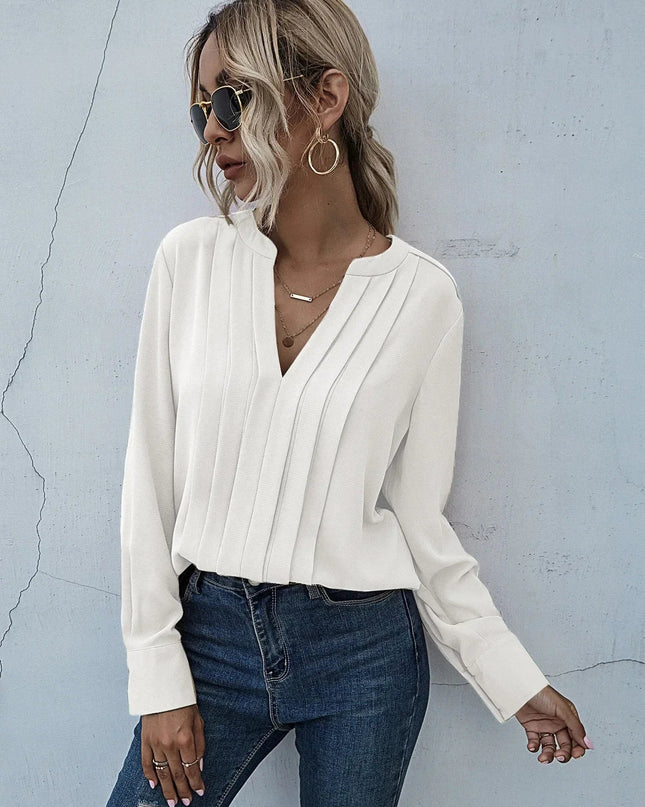Women’s Blouse | Pleated V-Neck