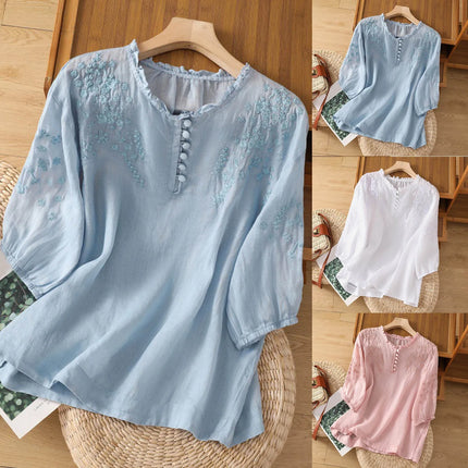 Women's Blouse | Partial Button-front Detail