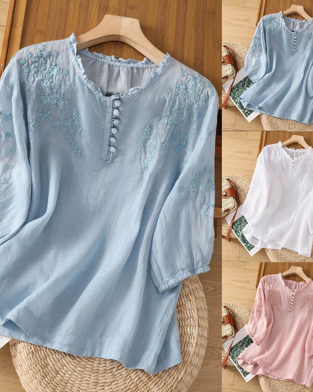 Women's Blouse | Partial Button-front Detail