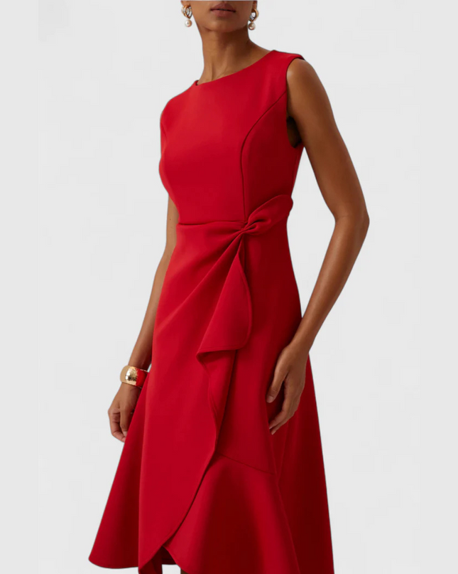 Women's Dress | Ruffle Hem Wrap Detail Midi