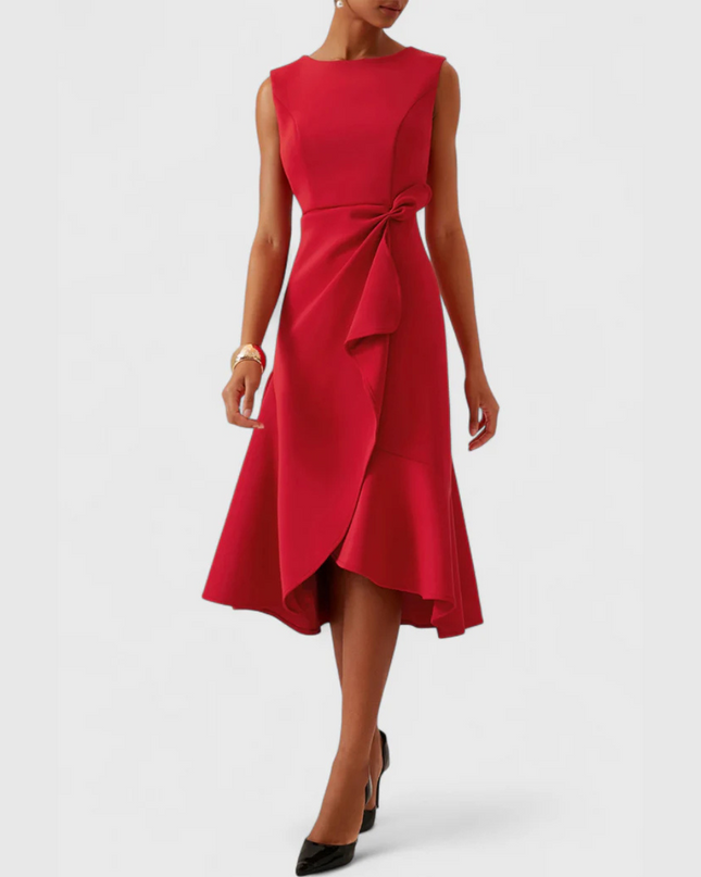 Women's Dress | Ruffle Hem Wrap Detail Midi