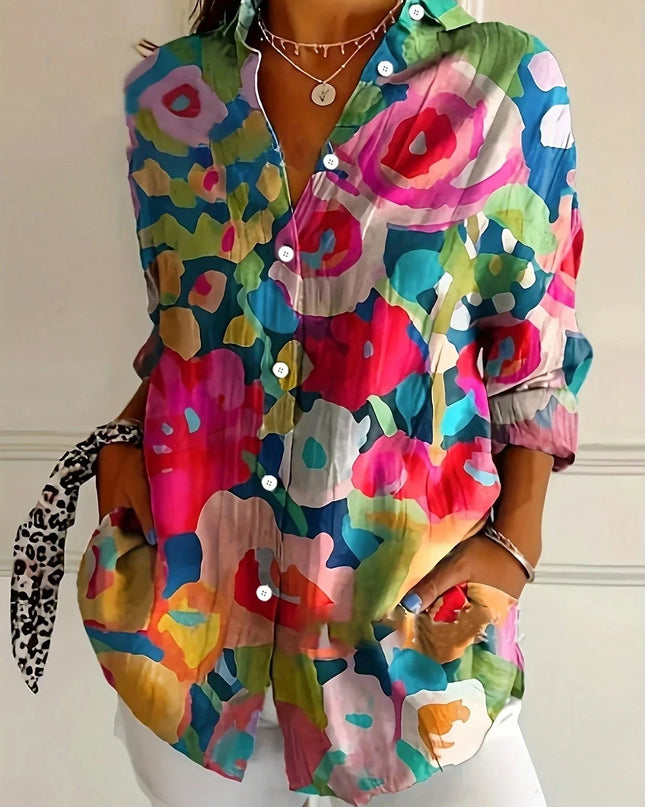 Women's Blouse | Abstract Print Button Front