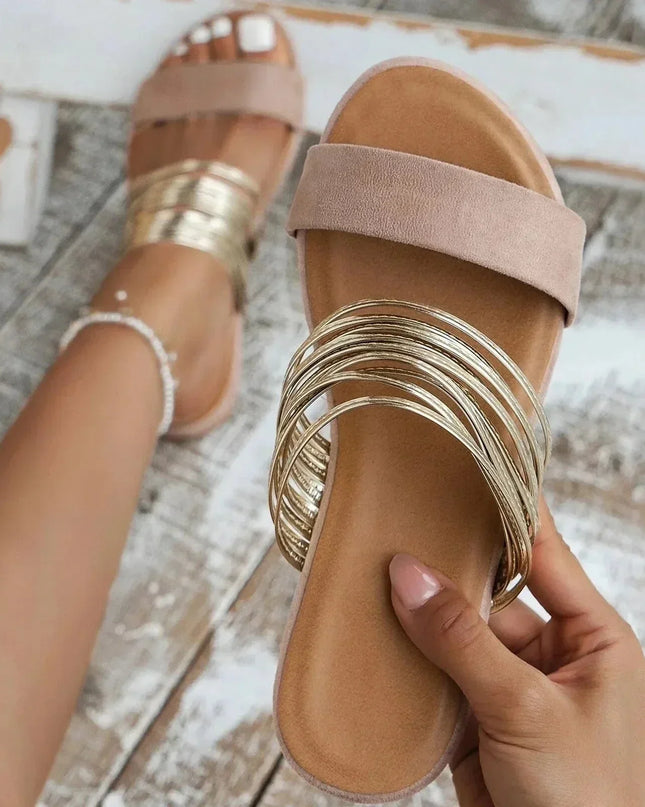 Sandals For Women | Open Toe Slide With Multi Band Detail