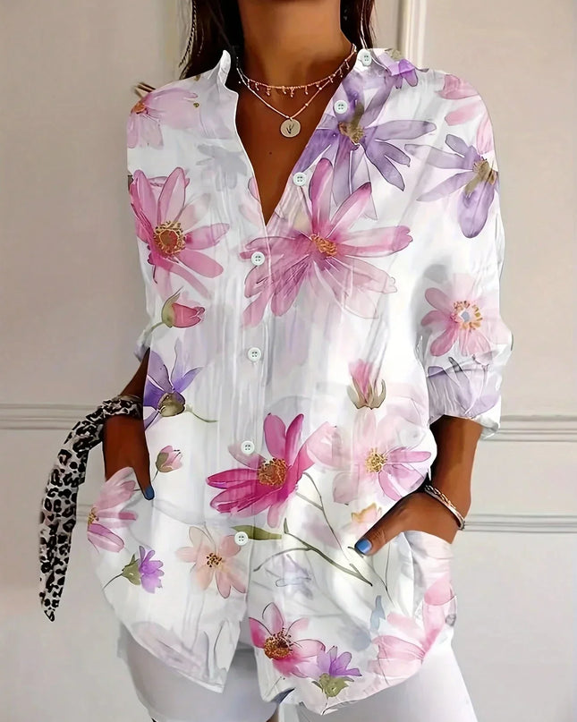 Women's Blouse | Abstract Print Button Front