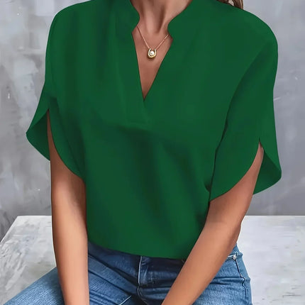 Women's Blouse | Short Sleeve Split Neckline