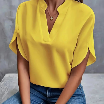 Women's Blouse | Short Sleeve Split Neckline