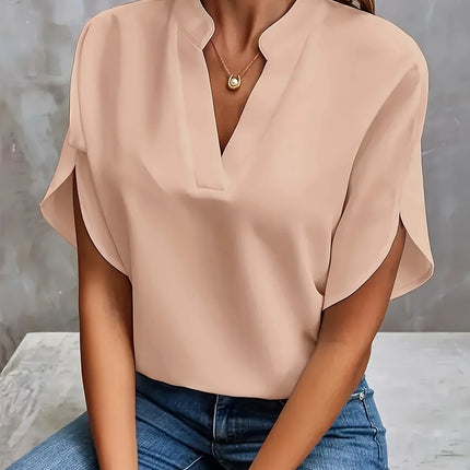Women's Blouse | Short Sleeve Split Neckline