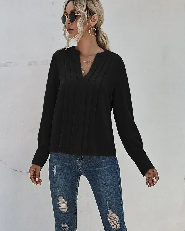 Women’s Blouse | Pleated V-Neck
