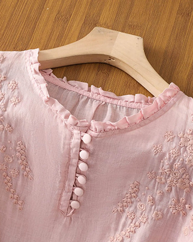 Women’s Blouse | Button-Front Embroidered