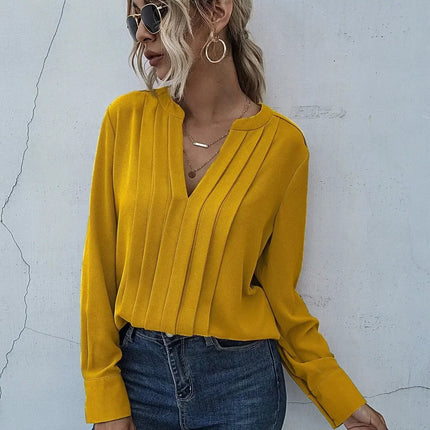 Women’s Blouse | Pleated V-Neck