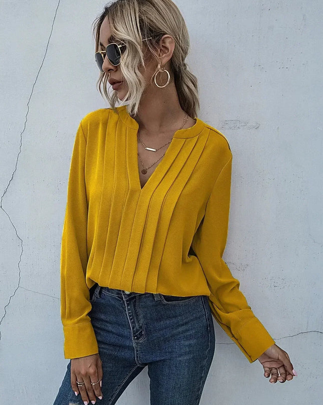 Women’s Blouse | Pleated V-Neck