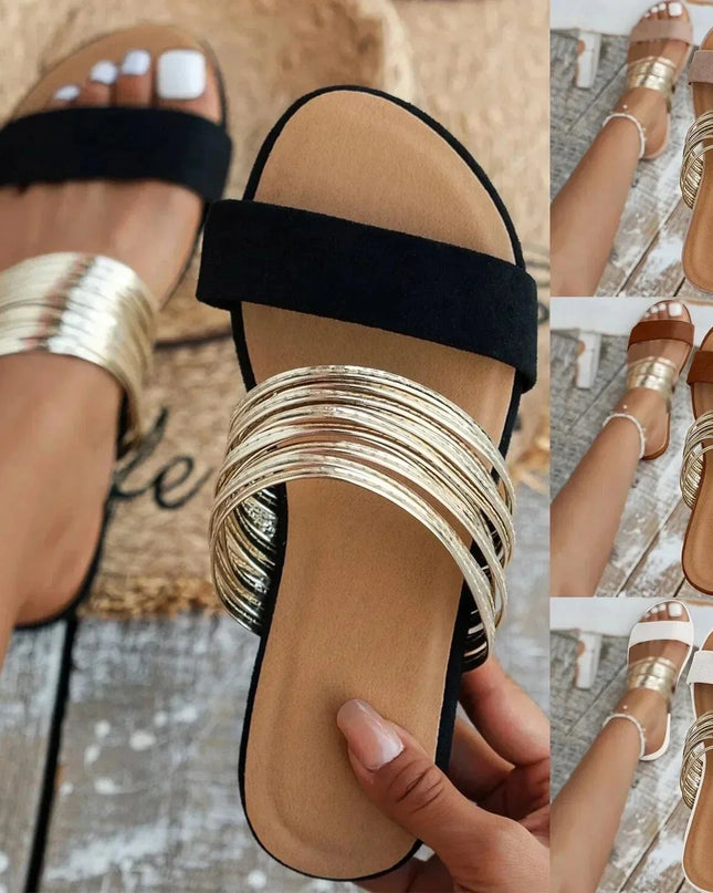 Sandals For Women | Open Toe Slide With Multi Band Detail