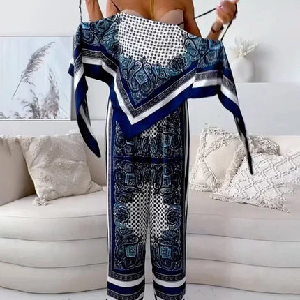 Lara - Stylish Printed Lace-Up Vest & Pants Set