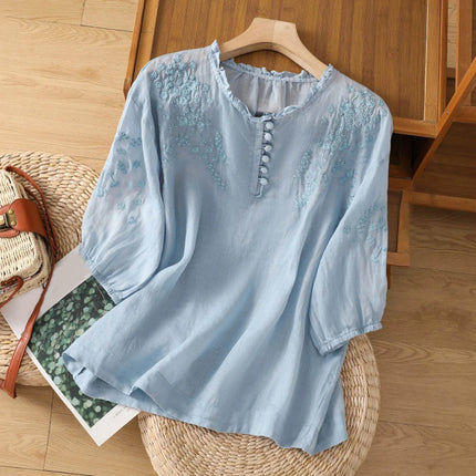 Women's Blouse | Partial Button-front Detail
