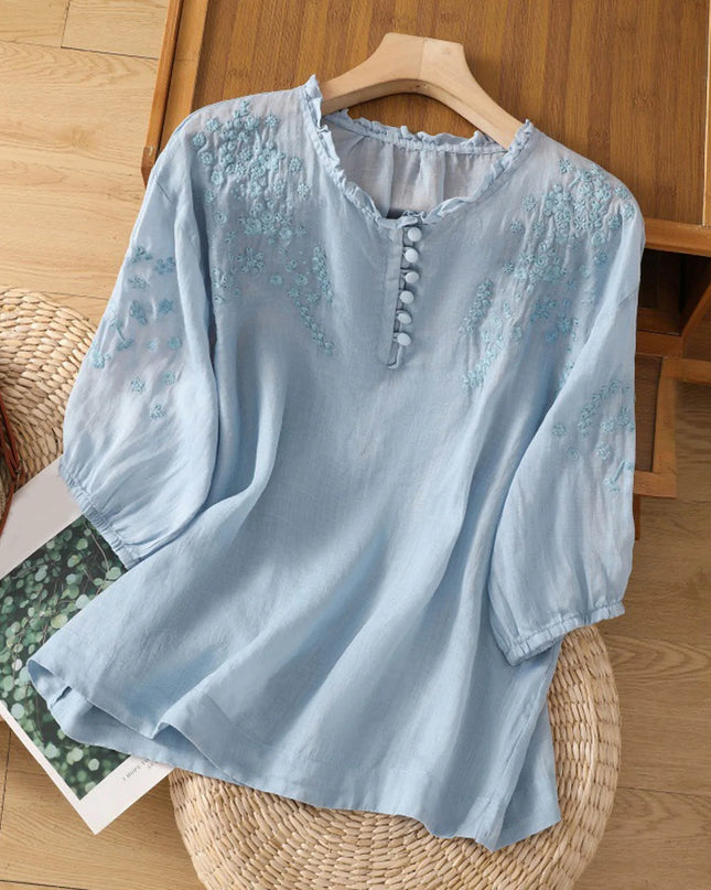 Women's Blouse | Partial Button-front Detail