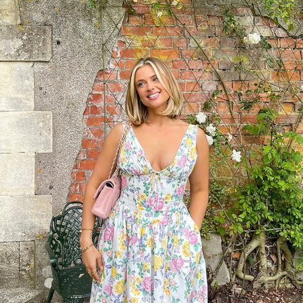 Women’s Summer Dress | Sleeveless V-Neck Midi