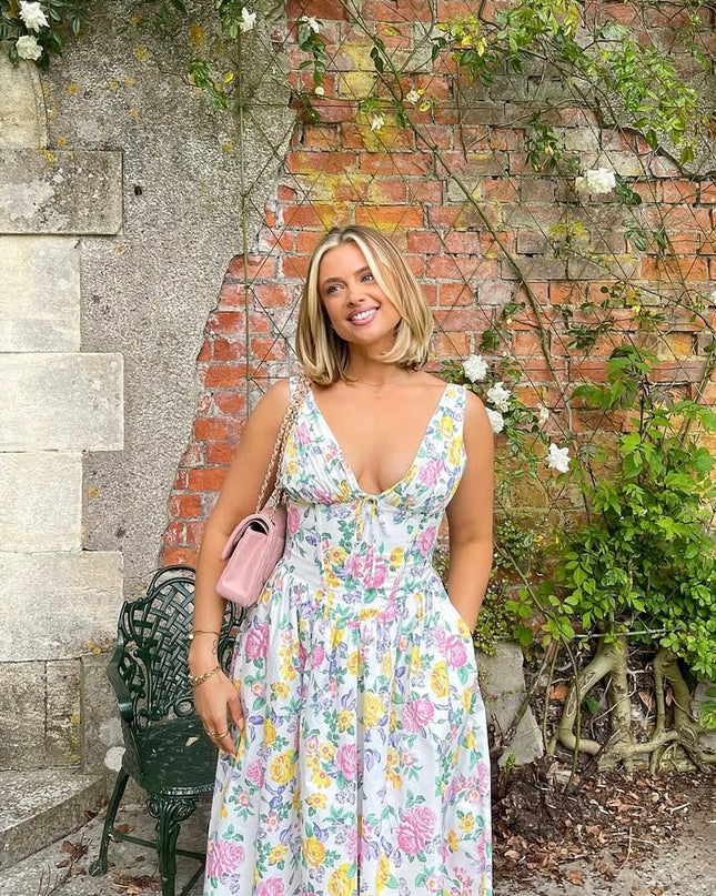 Women’s Summer Dress | Sleeveless V-Neck Midi