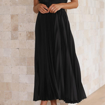 Women's Dress | Pleated Maxi V-Neck Tie Waist