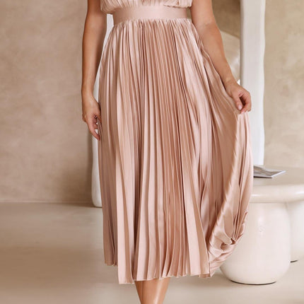 Women's Dress | Pleated Maxi V-Neck Tie Waist