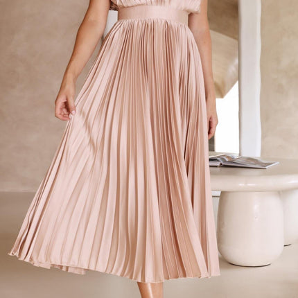 Women's Dress | Pleated Maxi V-Neck Tie Waist