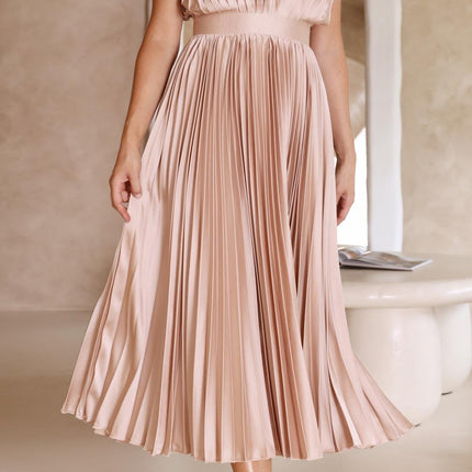 Women's Dress | Pleated Maxi V-Neck Tie Waist