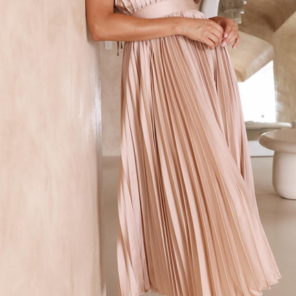 Women's Dress | Pleated Maxi V-Neck Tie Waist