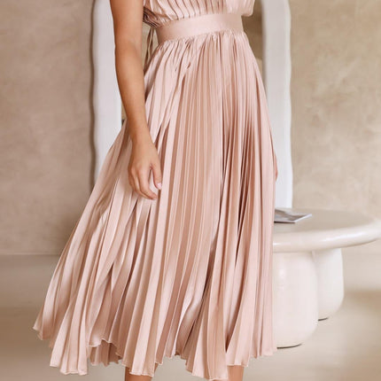 Women's Dress | Pleated Maxi V-Neck Tie Waist
