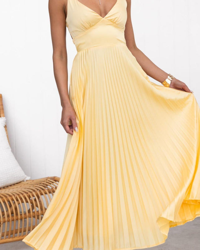 Women’s Dress  | Pleated V-Neck Maxi
