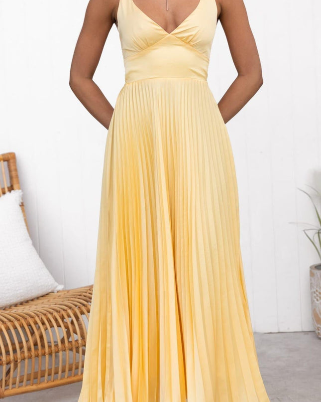 Women’s Dress  | Pleated V-Neck Maxi