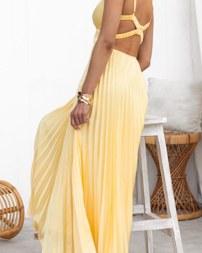 Women’s Dress  | Pleated V-Neck Maxi