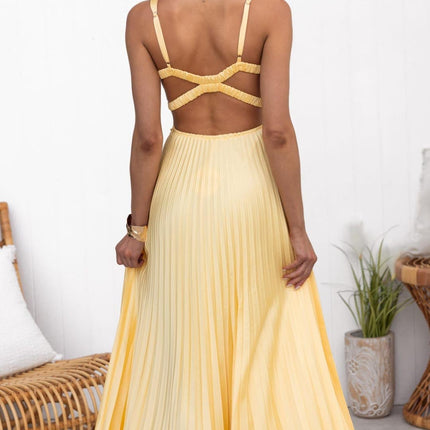 Women’s Dress  | Pleated V-Neck Maxi